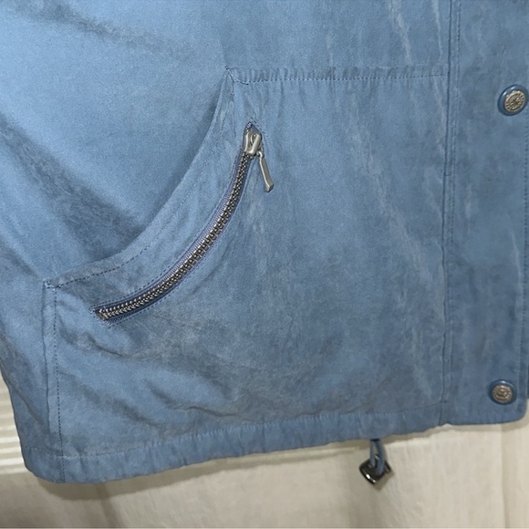 madison XL Vintage Light Blue White Hooded Rain Utility Jacket - Picture 6 of 16